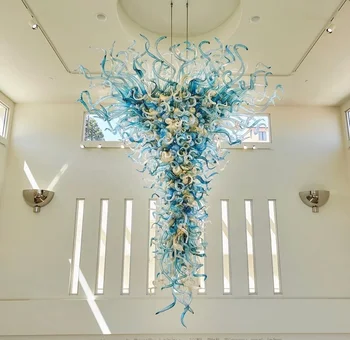 Festival Light Hotel Lobby 100% Hand Blown Murano Glass Chandelier Modern