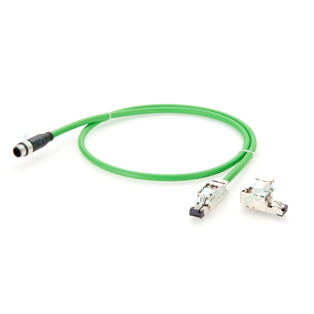 M12 D-Coded 4 Pin to RJ45 Cat5e Industrial Ethernet Cable