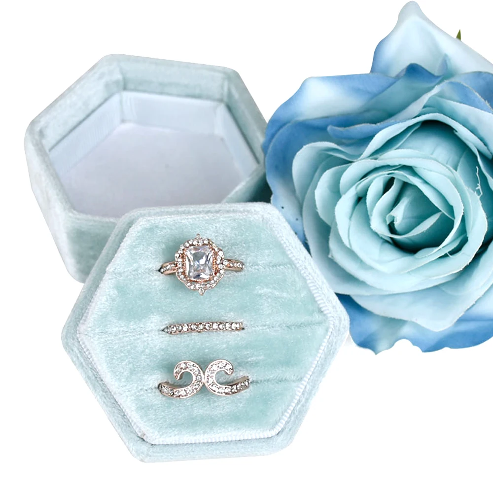 Luxury Jewelry Ring Box Wedding Velvet Round Ring Jewelry Packaging