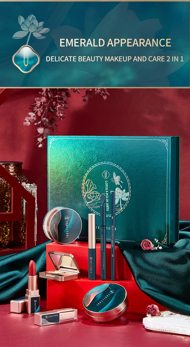 All In One Jade Durable Makeup Eight Piece Box Easy To Apply Makeup