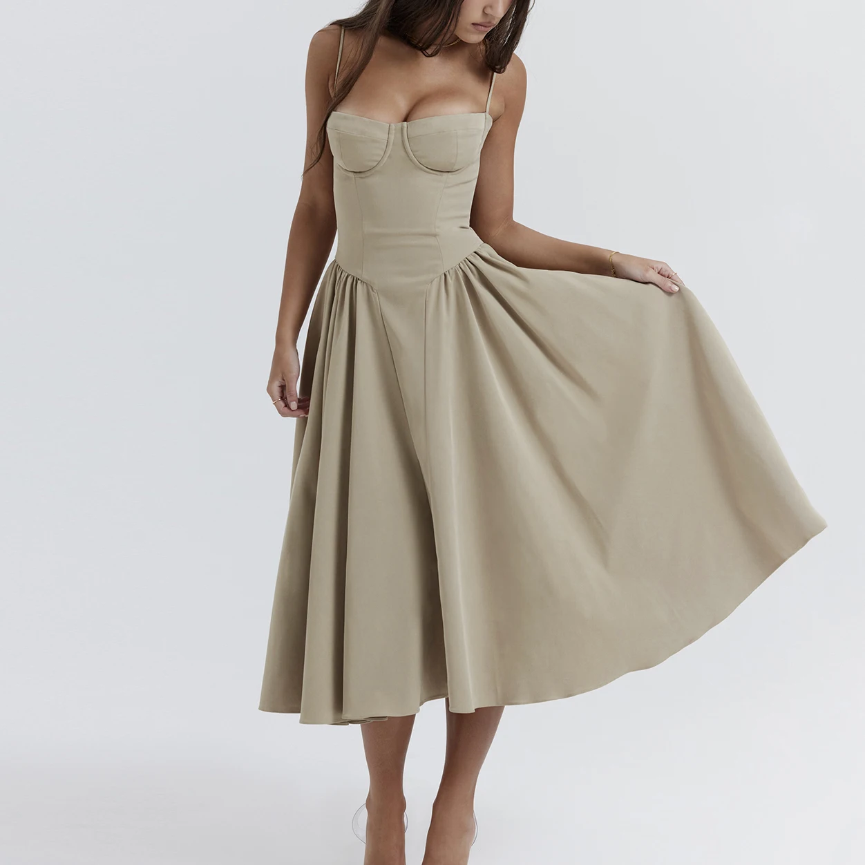 Wholesale Custom Slip Ruffles Dress Midi A Line Corset Dresses For ...