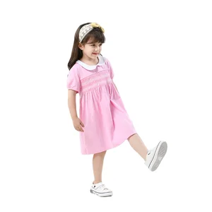 Modern Cozy Princess Floral Dress for Baby Girls 2 to 10 Years Hand Ruched Knee-Length with Bow Decoration Summer ODM