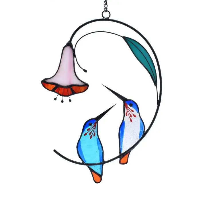 Home 2023 Romantic Hummingbird Stained Glass Suncatcher Wall Hanging