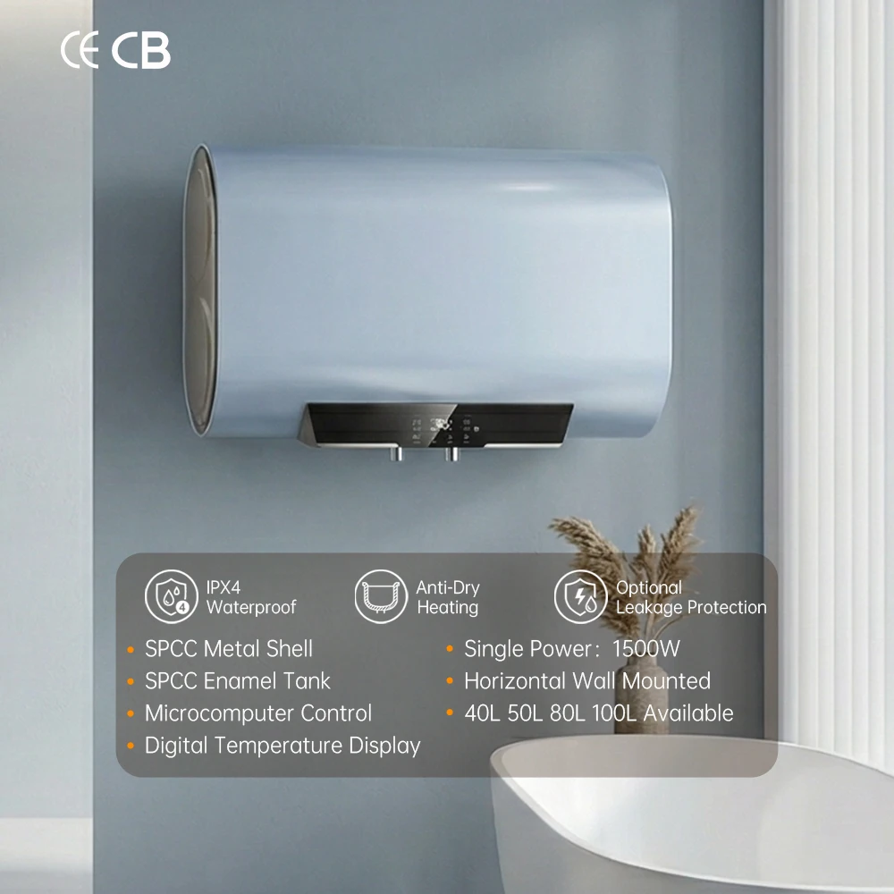 High Quality 80L LED Display Wassererhitzer Wall Mounted Metal Shell Storage Electric Water Heater for Hotel Apartment