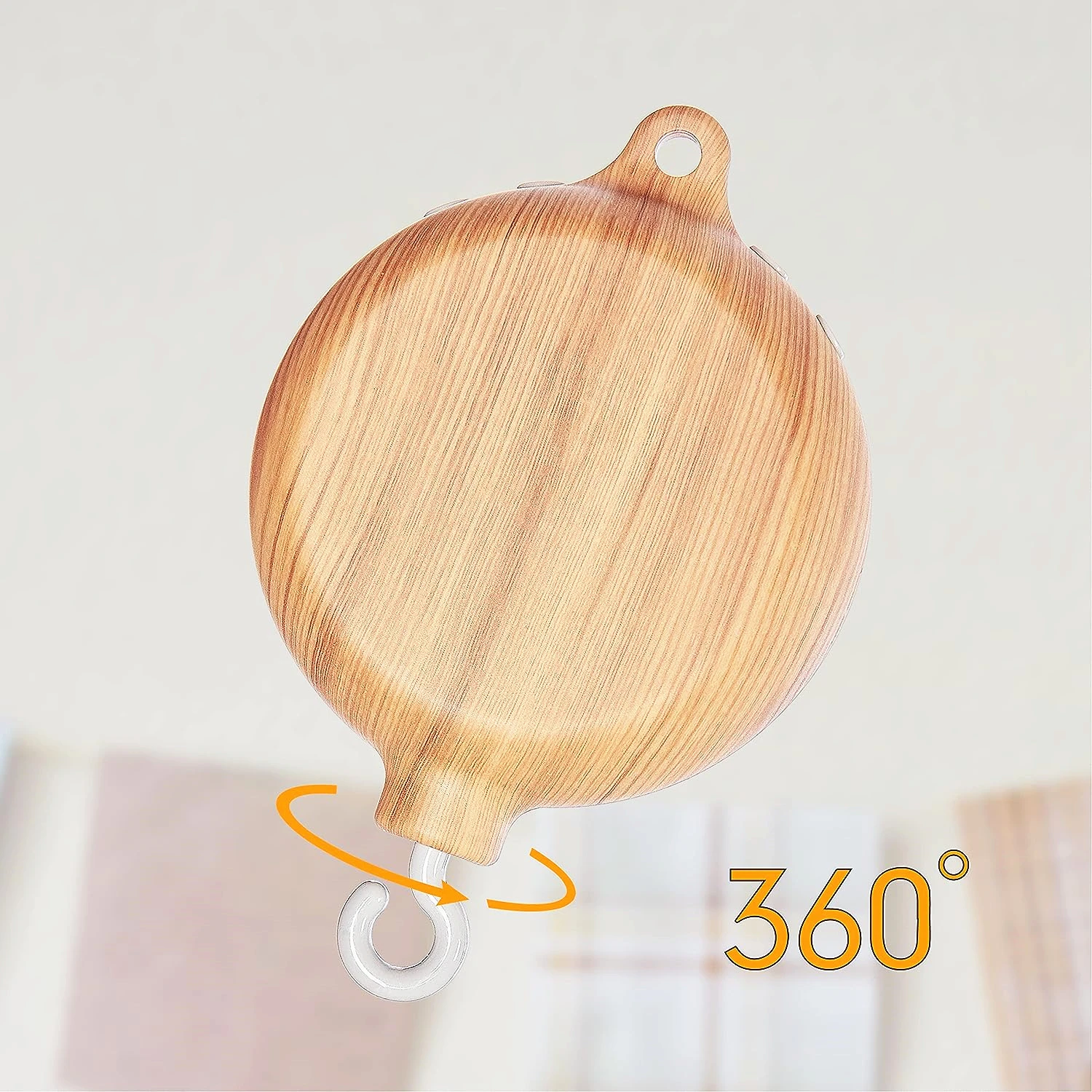 Mobile Music Box Spinner with Remote Happy Bed Bell Wooden Texture Crib Mobile Motor for Baby Cot Decoration Lull to Sleep
