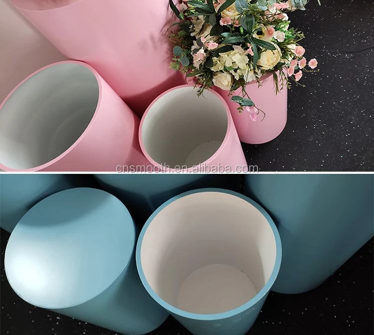 5pcs Stackable Round Pleated Wave Cylinder Plinth Wedding Birthday Decoration Metal Column Cake Display Plinth Stand