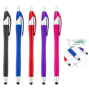 Ready Stock Multi-Color Retractable Simple Ballpoint Pens Plastic Advertising Pens Logo Printing for Business Conference