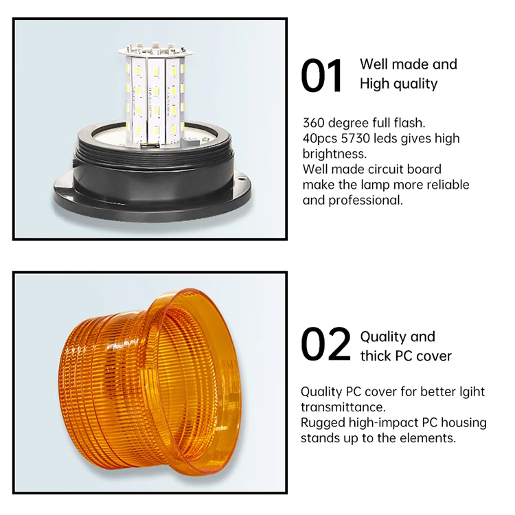 High Power Safety Warning Led Beacons Strobe Lights With 40pcs Leds Red Amber Blue Emergency