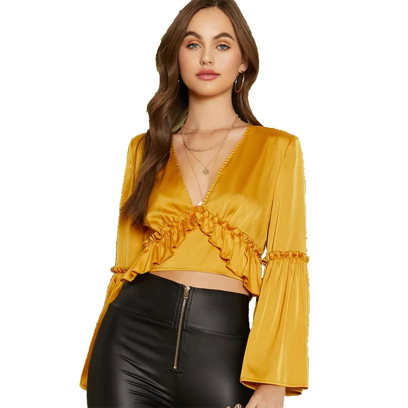 ruffle satin blouse