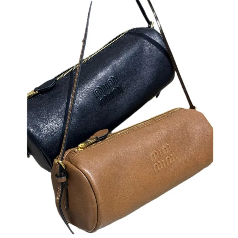 Influencer-style Versatile Mini Cylinder Shoulder Bag New Fall/Winter Women’s Handbag Genuine Leather Zipper Single