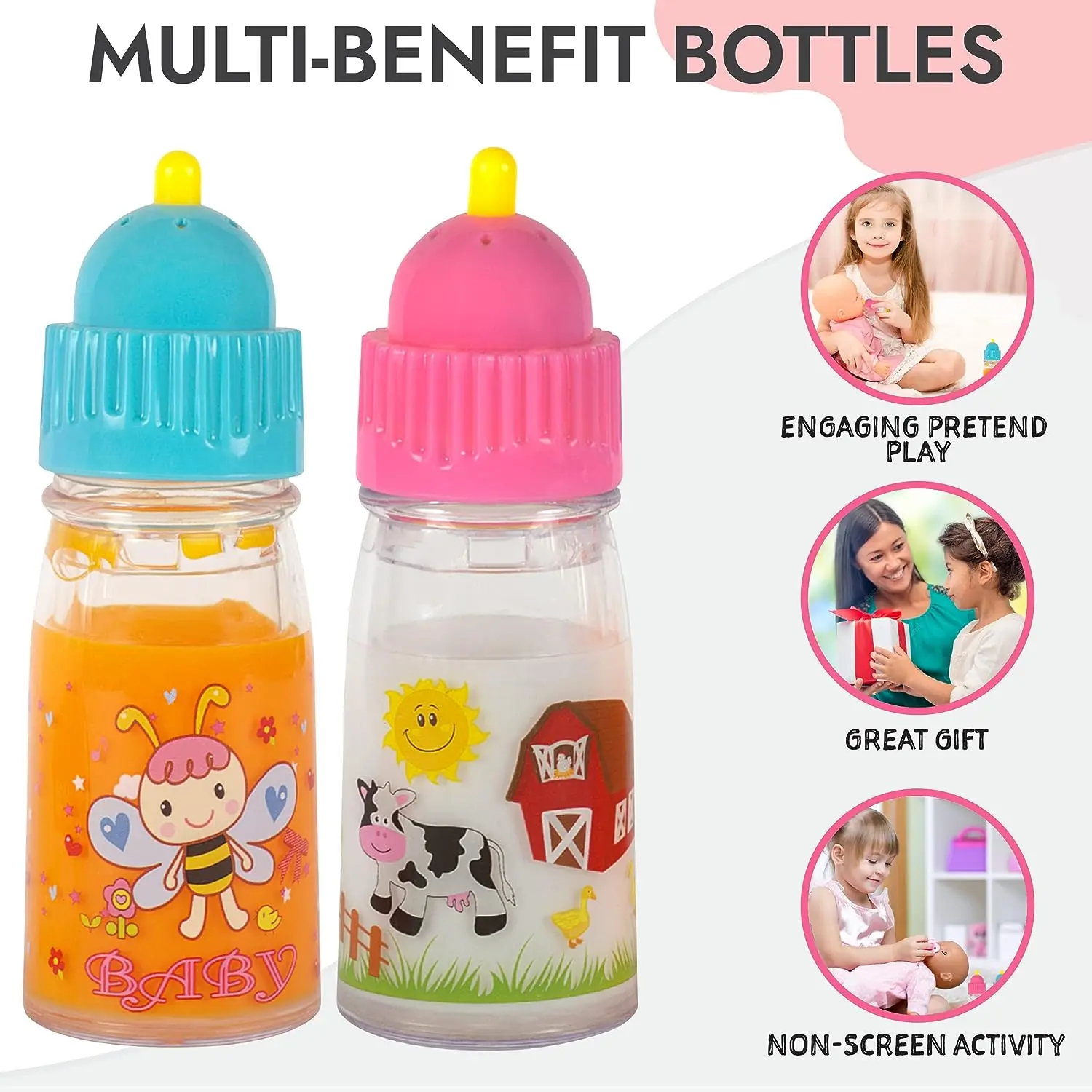 Disappearing Talking Magic Bottles with Squeaking Tips Baby Doll Bottles  Baby Doll Pacifier Baby Doll Accessories Set