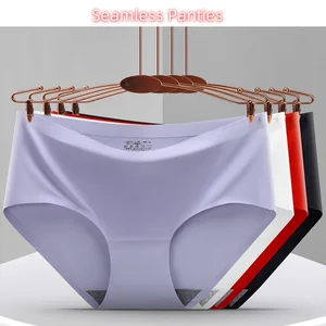 Women Seamless Panties Mid Waist Underwear Ice Silk Comfort Underpants