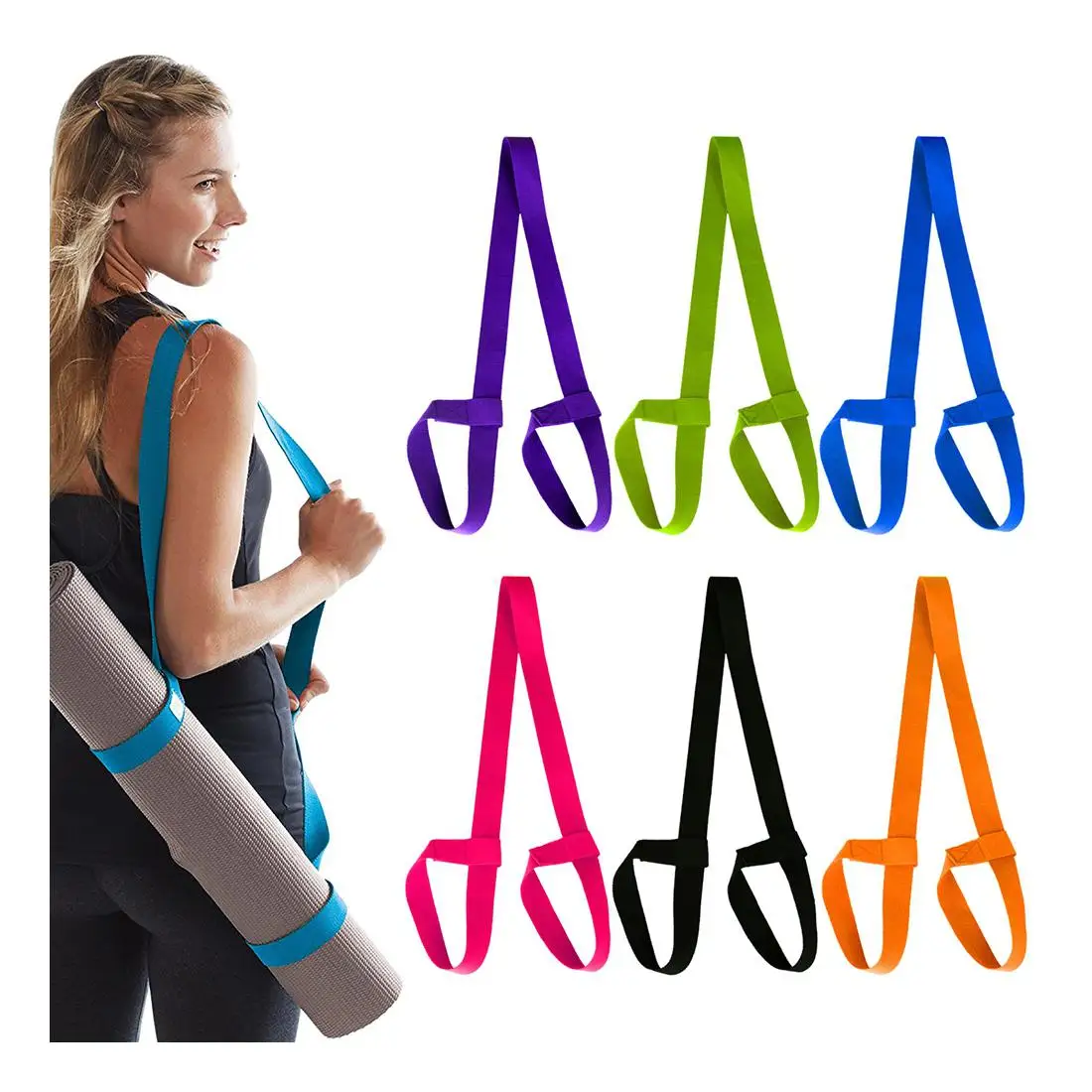 Stretch Adjustable Shoulder Strap Yoga Belt Fitness Strap Yoga Mat Strap 