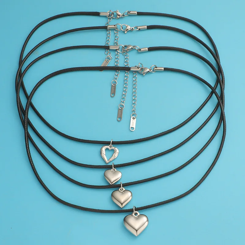 3D Steel Heart Pendant Necklace