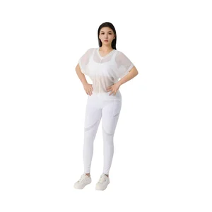 Women Gym Yoga Wear White Mesh Breathing Two-Piece Yoga Tops White Yoga Pants Women's Gym Clothes Kit