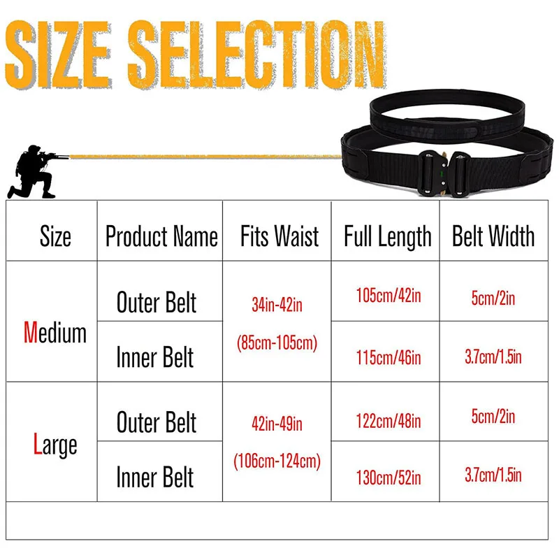 Outdoor Sport Enthusiasts High Duty Multi-functional Waterproof Utility Tactical Belt Premium Duty Belt Kits Riggers Belts