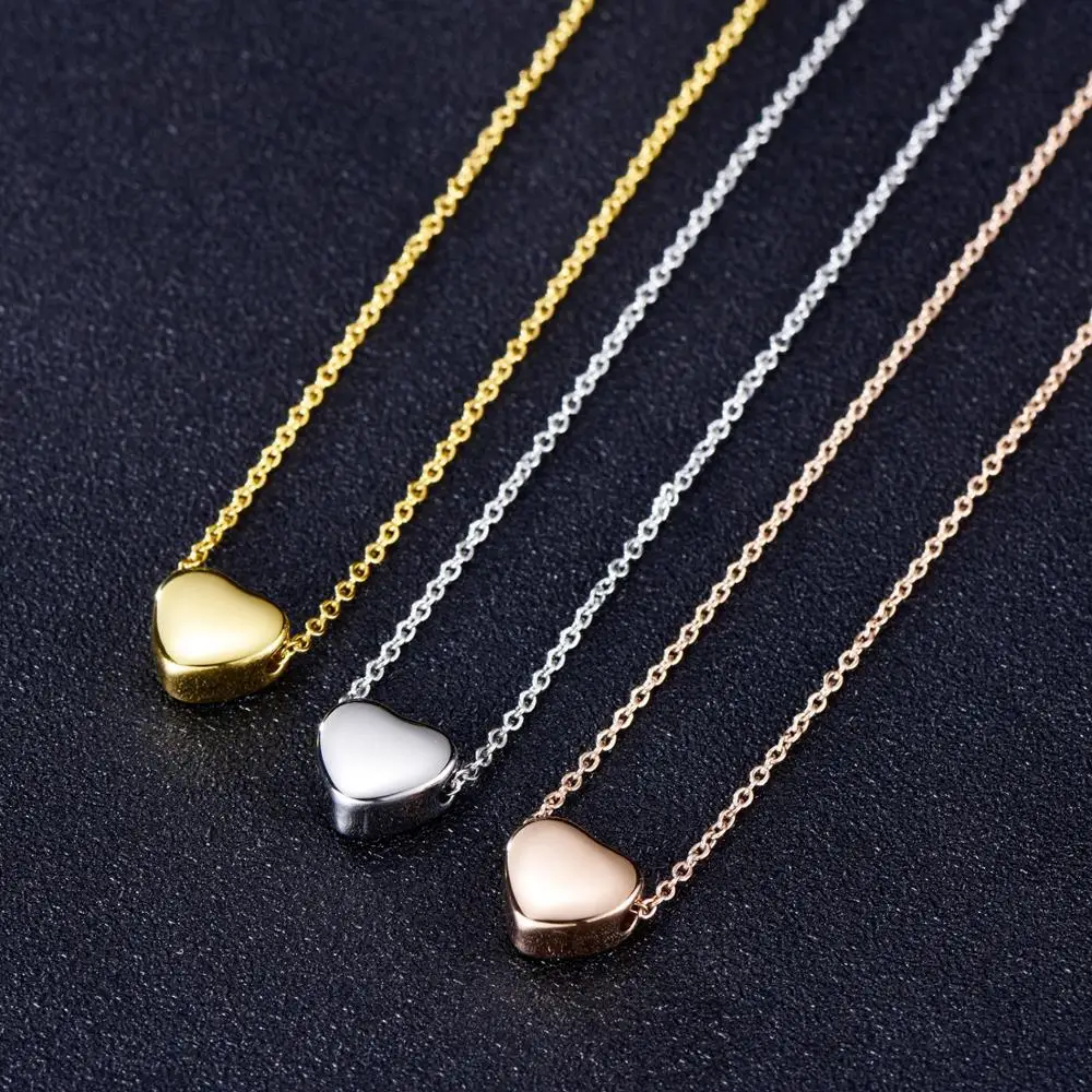 Stainless Steel Heart Pendant Necklace Silver 18K Gold Rose Gold Plated Birthday Gift for Girlfriend Mother Friendship Necklace