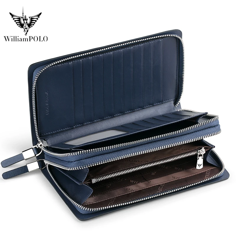 Williampolo Luxury Leather Multi-functional Men’s Clutch Wallets Black