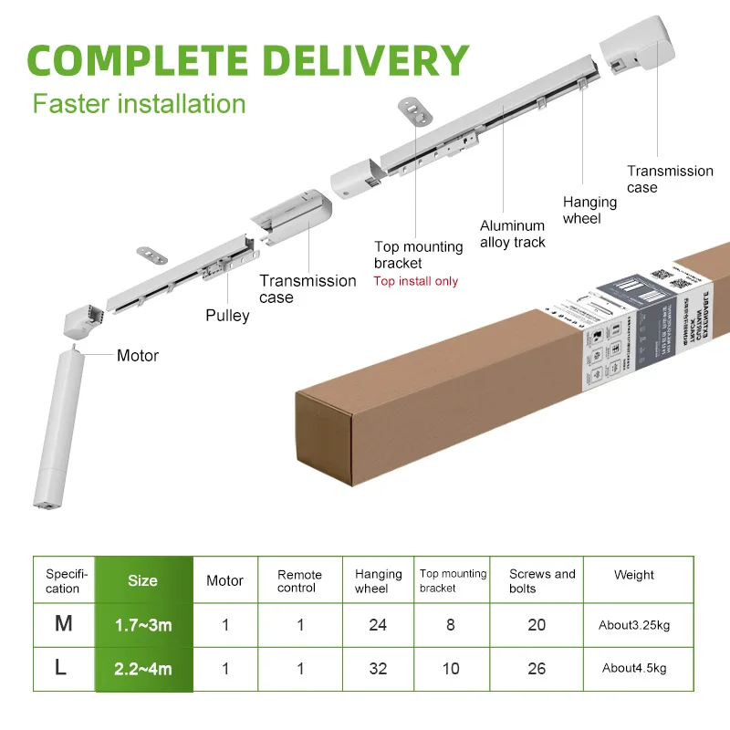High Quality Alexa Smart Extendable Window Blackout Shades Curtain Rod Electric Shutter Motorized Adjustable Track Set Outdoor