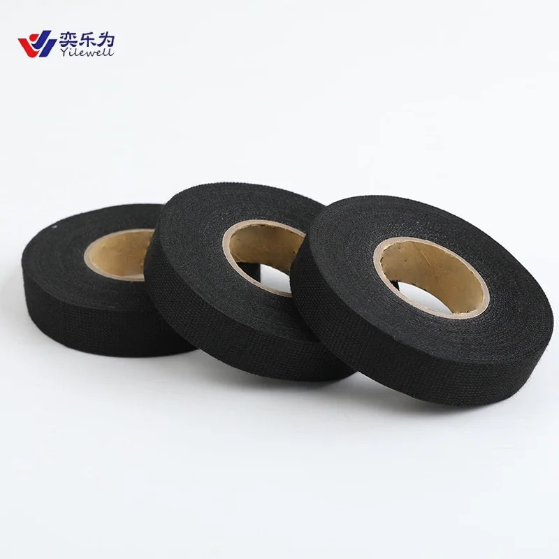 YLW YLW-R001 Black Flannel Fabric Heat-resistant Masking Insulation Tape for Car Engine Covering Wiring Harness 0.3mm Thickness
