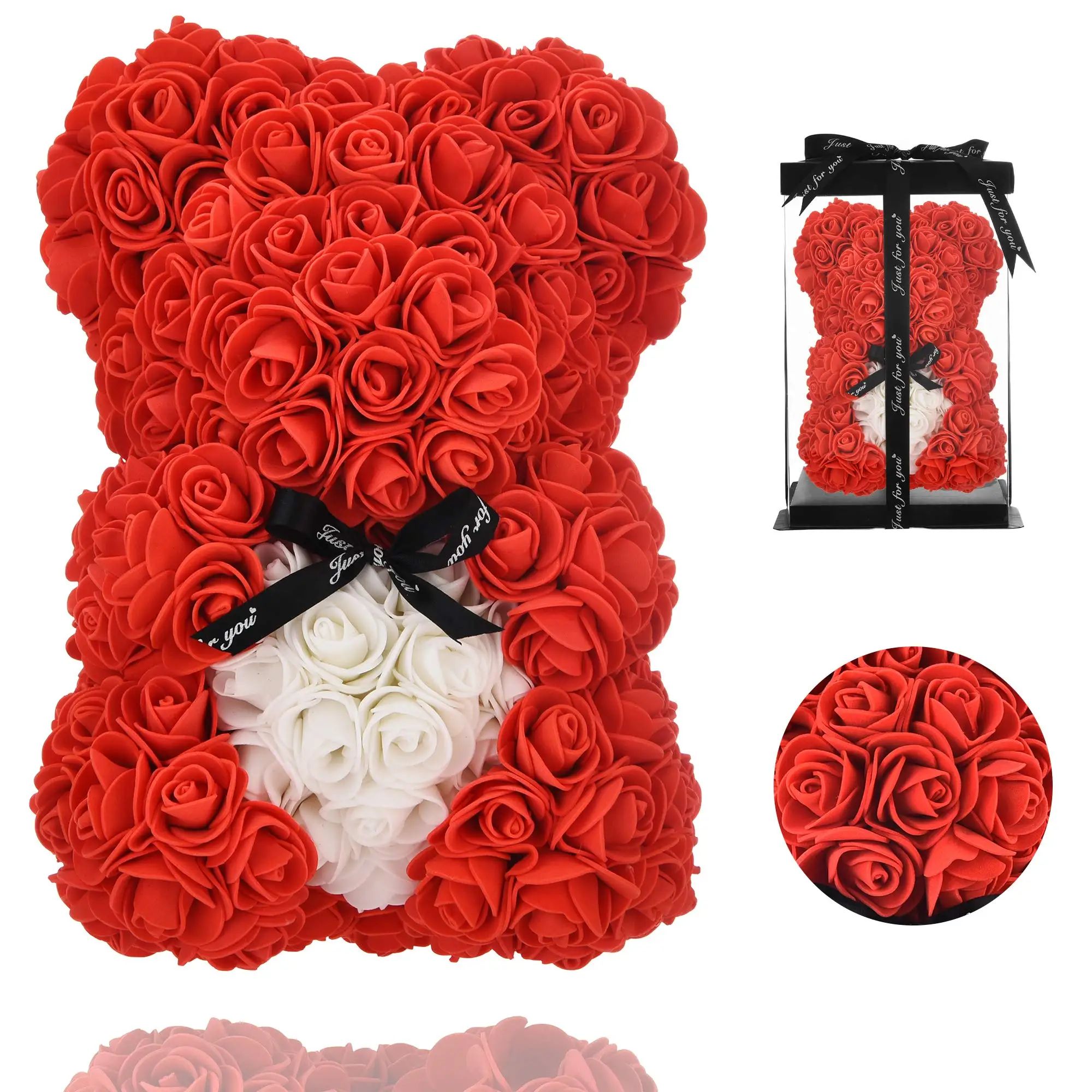 Factory Wholesale 40cm Pe Bear Rose Flower Foam Artificial Teddy Soap