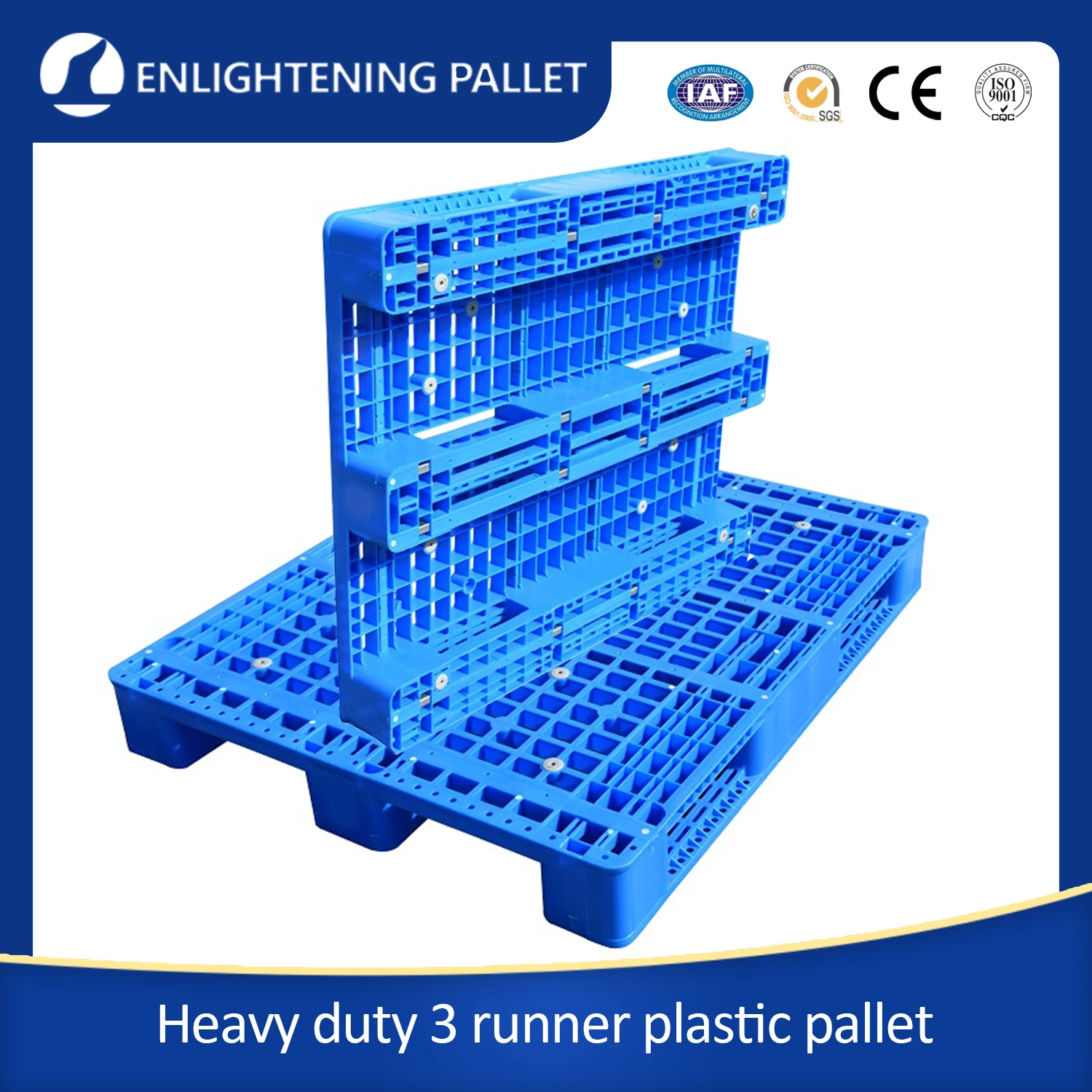 Heavy Duty Load Warehouse Rice Stacking Pallet Large Plastic Pallet with Double Beam 1200x1000x150 for Big Bag