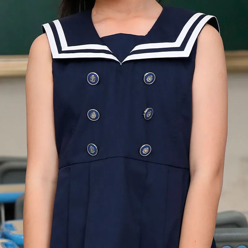 Navy Uniforms School Style New Fashion Clothing Sailor Collar Girls Dress Uniforms Sample School Uniforms