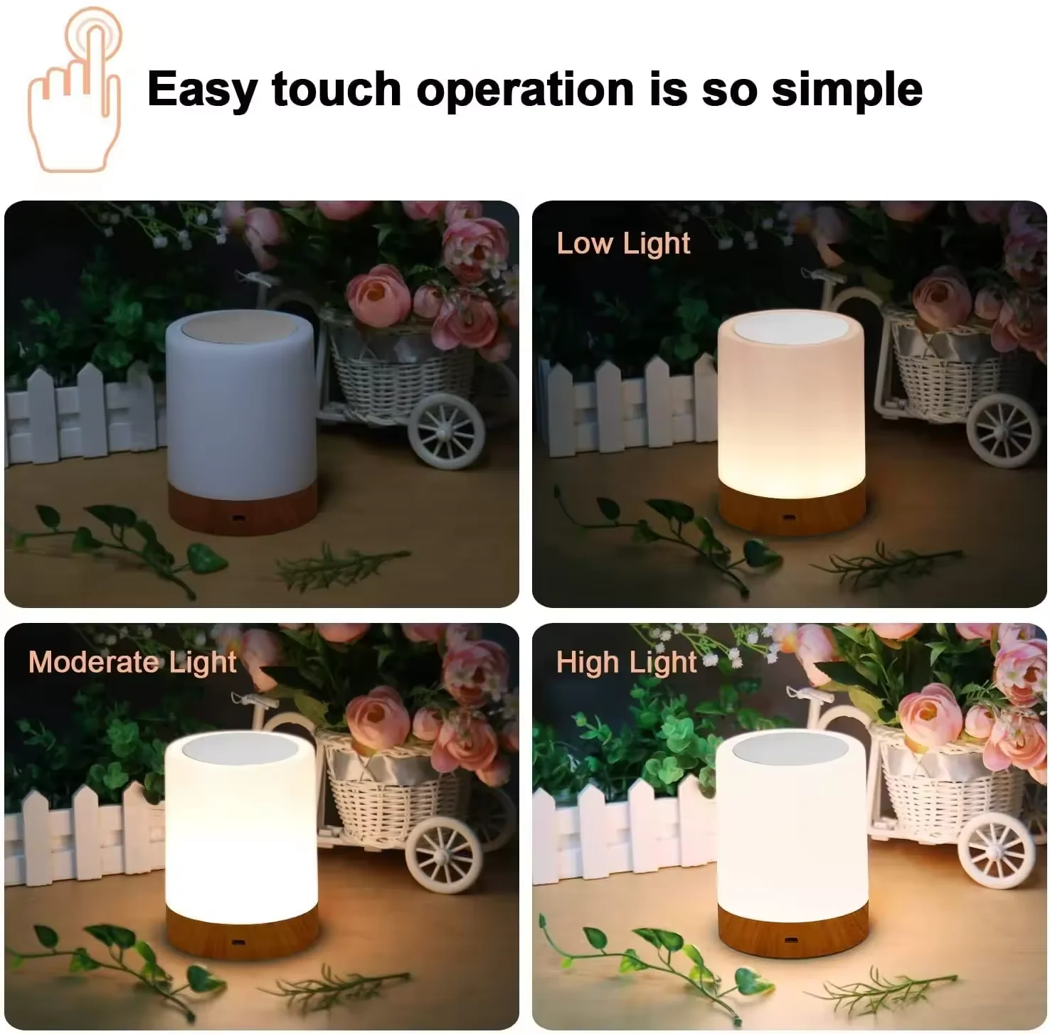 product touch remote control led rgb table lamp rechargeable night light for bedside camping with hook-46