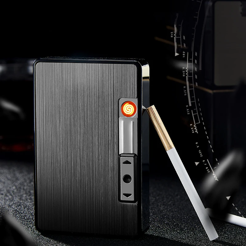 Hot sale cigarette case with lighter customized medium cigarette exclusive Integrated cigarette case with usb charging lighter