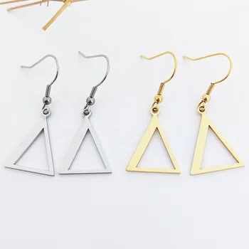 Triangle Pyramid Hook Earring Stainless Steel Jewelry Minimal Geometric Dangle Earring Egypt Joyeria Acero Inoxidable Jwellery