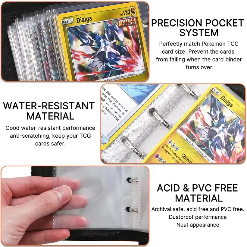 pokemon card binder 1 pocket Amazon.com: GEAoffice Mini Size Card Binder 1 Pocket, 80 Pockets Small  Trading Card Album Book with 40 Removable Sleeves, 80 Top Loading Pockets  Binder for TCG, MTG, Sports&Game Cards, Green : Toys & Games main image 1