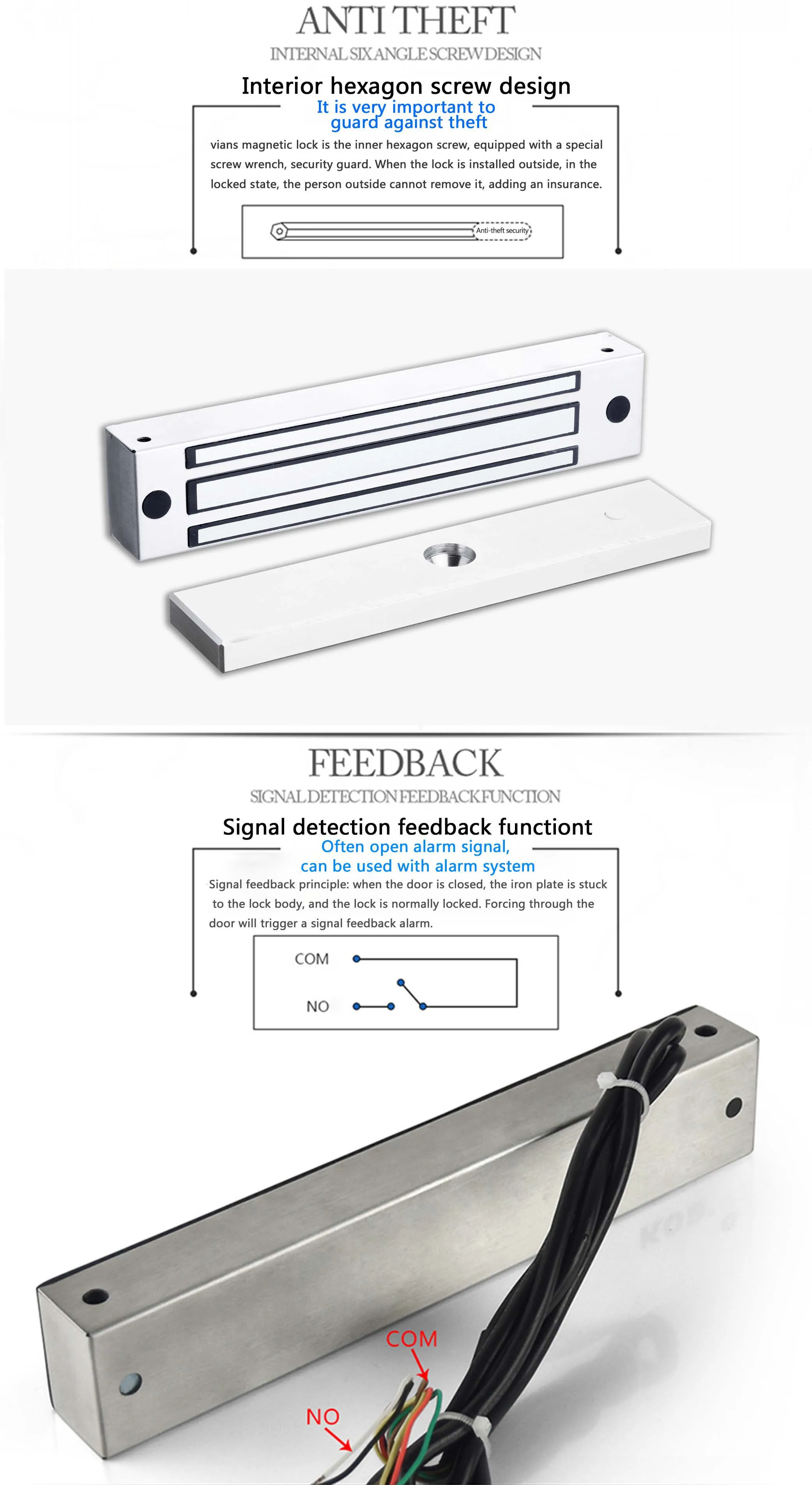 280kg Waterproof Electric Magnetic Lock Single Door Outdoor Lock