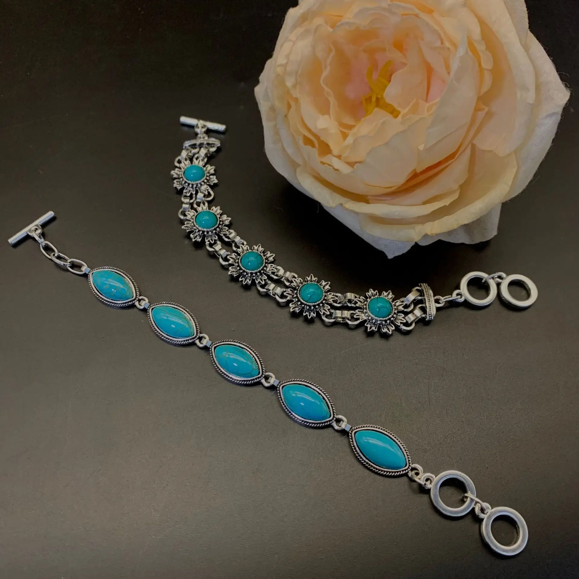 Bohemian Ethnic Style Tibetan Handmade Alloy Vintage Turquoise 