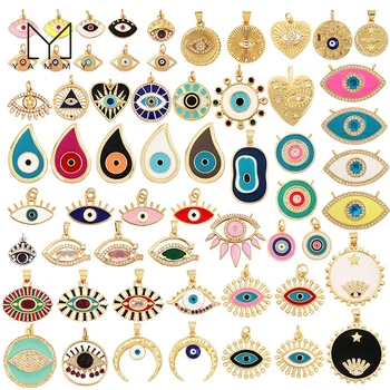 Yammy Colorful Summer New Design Various Gold Plated Copper Heart Eye Star Charms Pendant Jewelry Accessory