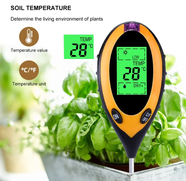4-in-1 Testeur de Terre LCD Numérique Plancher Mètres Plantes Humidité Ph-Valeur 