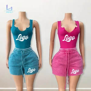 Huili 2025 Activewear Manufacturers Summer Sleeveless Top & Sweatpants Two Piece Gym Fitness Custom logo Loungewear Women Sets