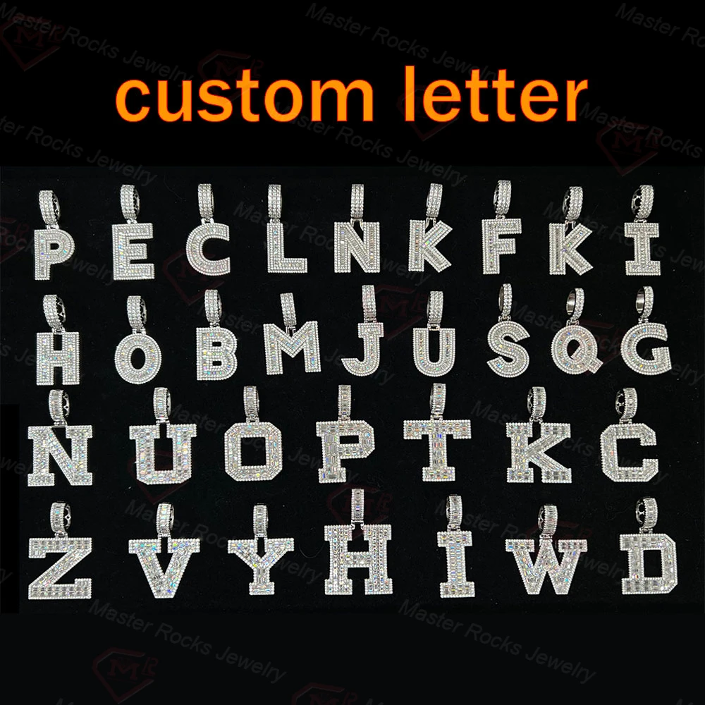 Custom Iced Out Moissanite Initial Letter Pendant Moissanite Diamond