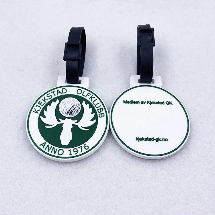 Custom Soft PVC Golf Bag Tag Embossed Logo Silicone Rubber Bag Tag for Golf Event
