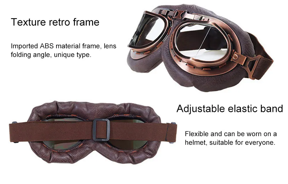 Custom Old Style Retro Vintage Motorcycle Glasses Goggles For Harley