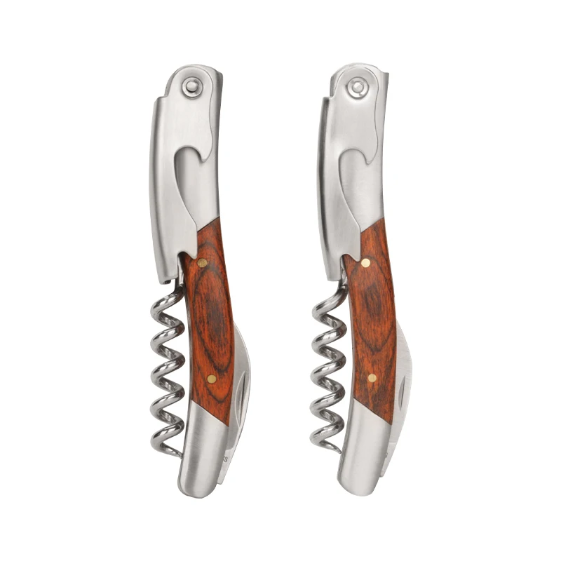 Отличный штопор и открывалка для бутылки Красного вина с ручкой из розового дерева