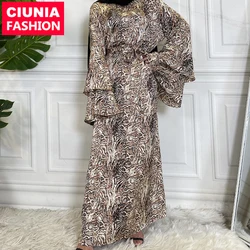 6528# Satin With Printed Nice Pattern Dubai Turkey Islamic Modest Dresses 2021 Abaya Muslim Dress