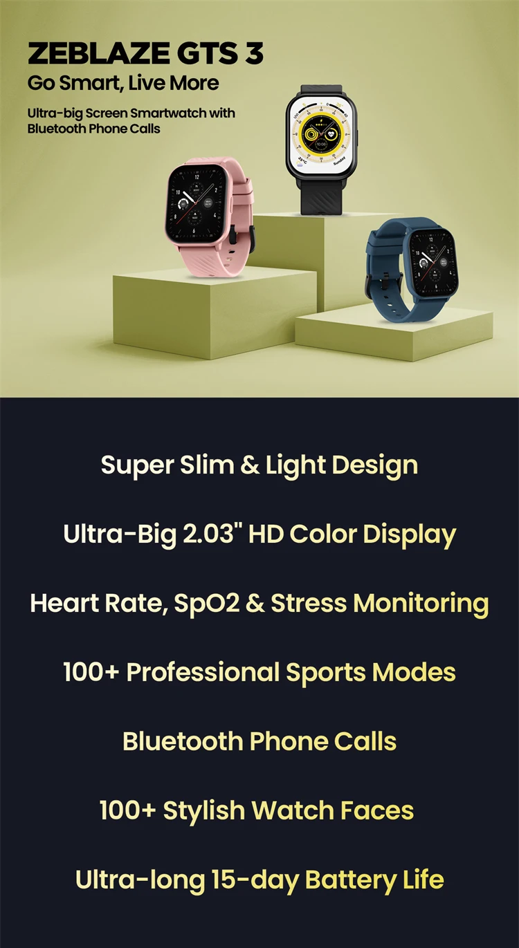 Zeblaze GTS 3 Pro smartwatch — Worldwide delivery