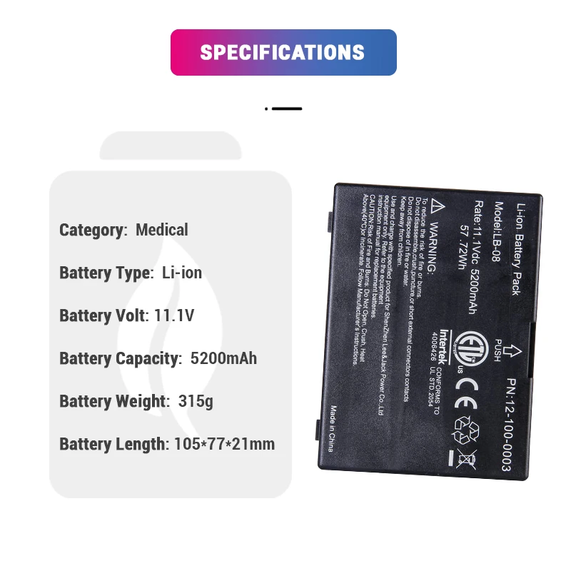 11.1v 5200mah Liion Replacement Lb08 121000003 Medical Battery For
