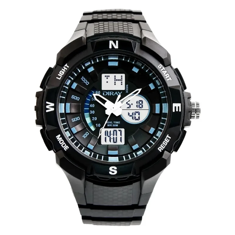 DIRAY Dual Display Watch Men Watch Waterproof Silicone Sport Watches LED  Digital Watch Clock relogio masculino