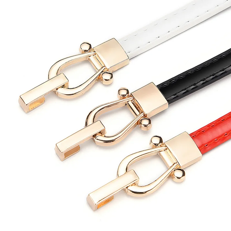 Skinny Thin Adjustable PU Leather Gold Color Buckle Ladies Dress Belts Women Female Skinny Thin Adjustable PU Leather Gold Color Buckle Ladies Dress Belts Women Female