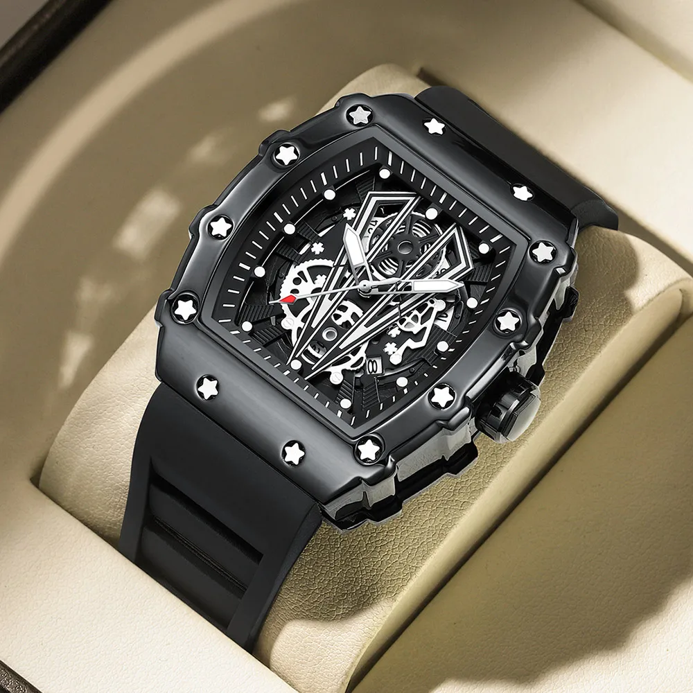 POEDAGAR 995 Brand New High Quality Ready to Ship Fancy Design Factory Wholesale Promotional Men Quartz Watches Silicone Strap