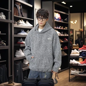 MW3956 100% Polyester Knitted Loose-Fitting Autumn Hooded Collar Solid Pattern Mens/Womens Coat Hoodies & Sweatshirts