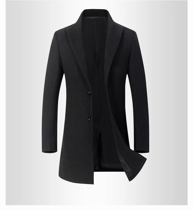 Mens Wool Blend Winter Coats Long Style Slim Fit Business Casual Woolen Jacket_voghion.com