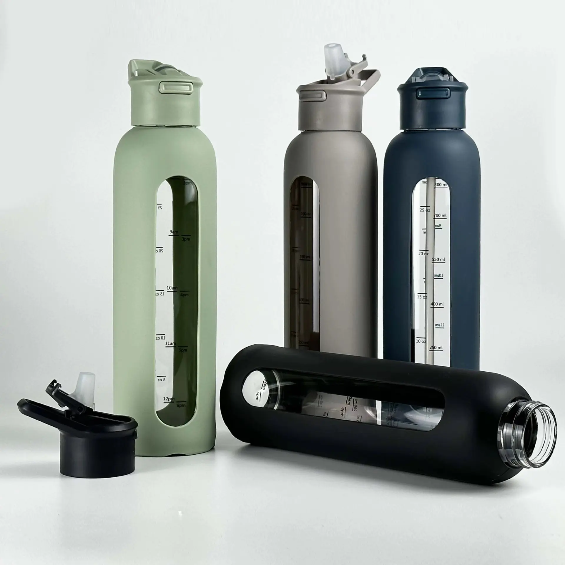 Large Capacity Silicone Case High Borosilicate Singlelayer Glass