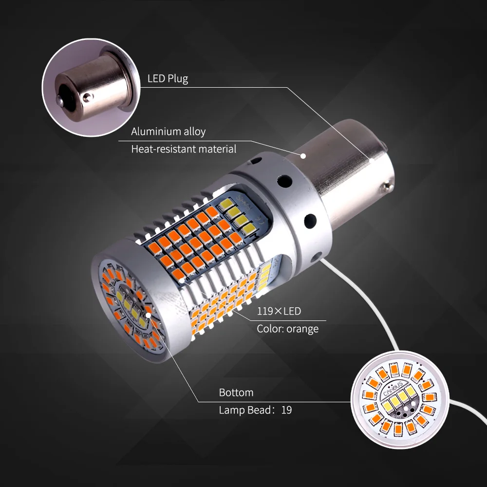 
 1156-144SMD-3014 Ap- 12-24 В p21w bau15s Canbus Автомобильный светодиодный сигнал поворота  